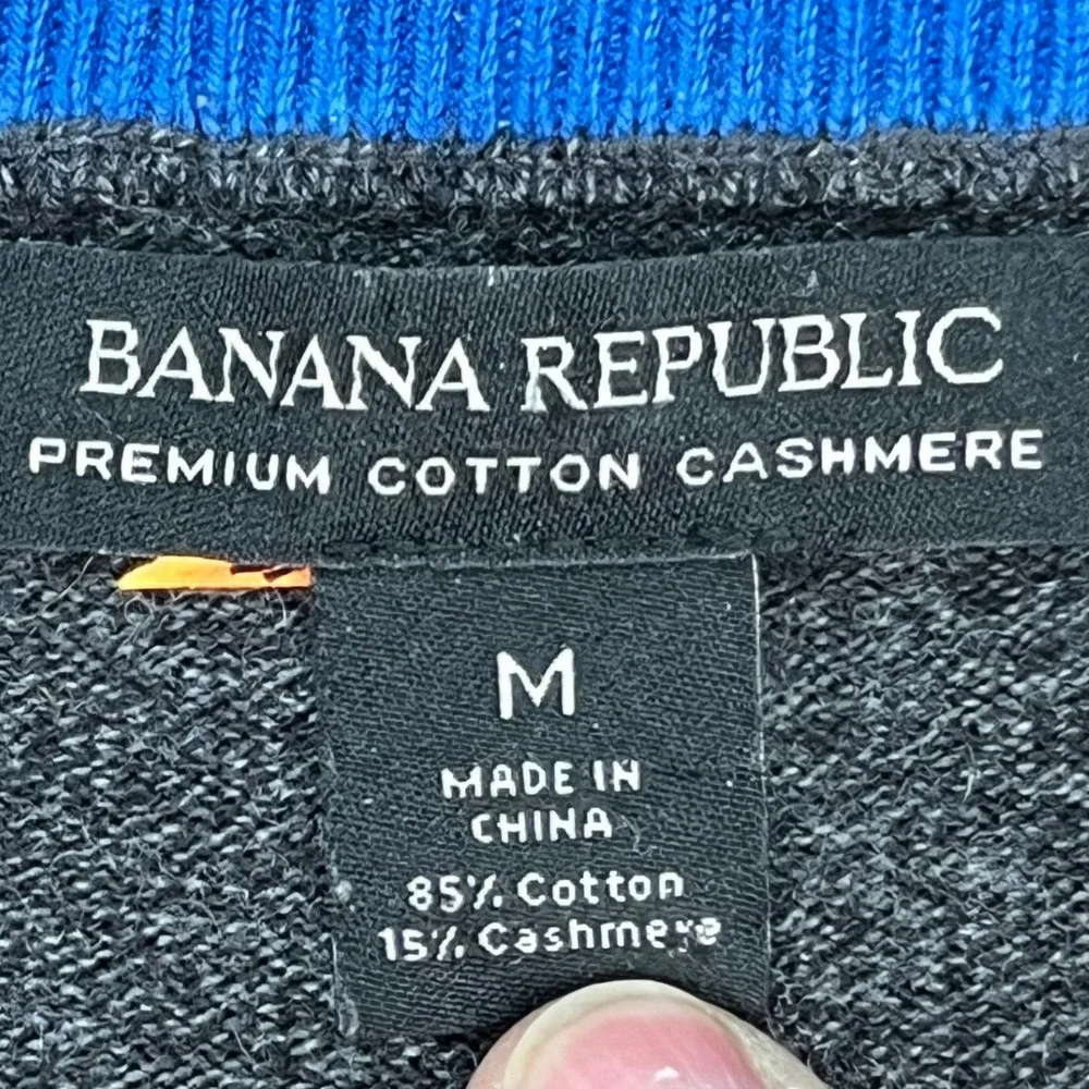 Banana Republic Pullover Mens Medium Charcoal Gray 1/4 Zip Sweater‎ Cashmere EUC